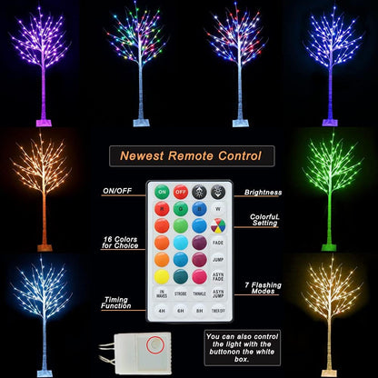 7ft 150 LED Colorful Birch Tree with Remote Control