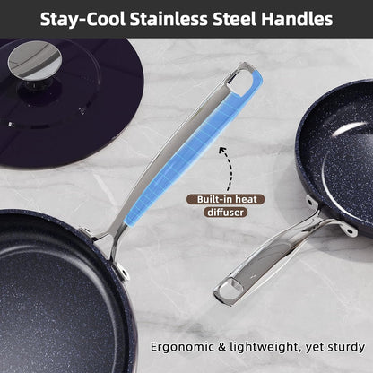 Nuwave Lux 13pc Forged Lightweight Cookware Set PFAS Free, Healthy G10 Duralon Ceramic Coating, Ultra Non-Stick, Stay-Cool Handles, Works on All Cooktops & Induction Ready
