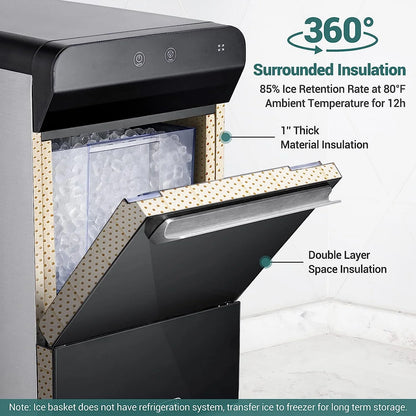 V2.0 Countertop Nugget Ice Maker | Self Cleaning Pellet Ice Maker | Open and Pour Refill | Stainless Steel Housing |