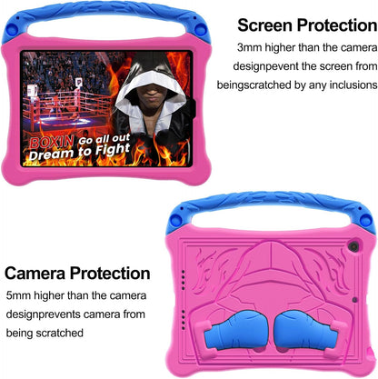 Dteck for iPad Air 3rd Generation and iPad Pro Case 10.5" 2019/2017 Release, Cute Boxing Shockproof Hard Case with Handle/Kickstand/Shoulder Strap, Protective Lightweight Kids-Friendly Cover, Rose