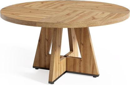 LITTLE TREE Round Dining Table for 4-6 People, 47 Inches Dining Room Table with Wooden Pedestal Base, Modern Dinner Table, Circle Kitchen Tables for Dining Room, Kitchen, Living Room(Table Only)
