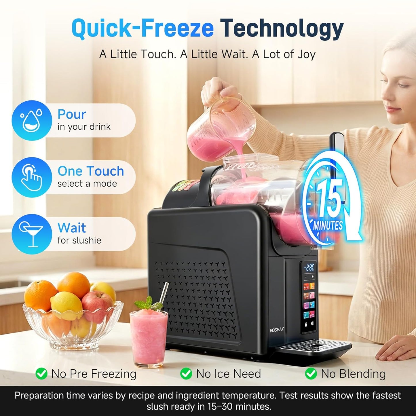 2L Slushie Machine & Soft Serve Ice Cream Machine for Home Use, 6-IN-1 Presets for Slushy, Frozen Drink, MilkShake, Margaritas, Frappés and More Frozen Dessert Maker, No Ice Needed, Black