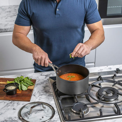 Ninja Foodi ZEROSTICK 3-Piece Saucepan Set, Hard Anodized Aluminium, Non-Stick, Induction Compatible, Dishwasher Safe
