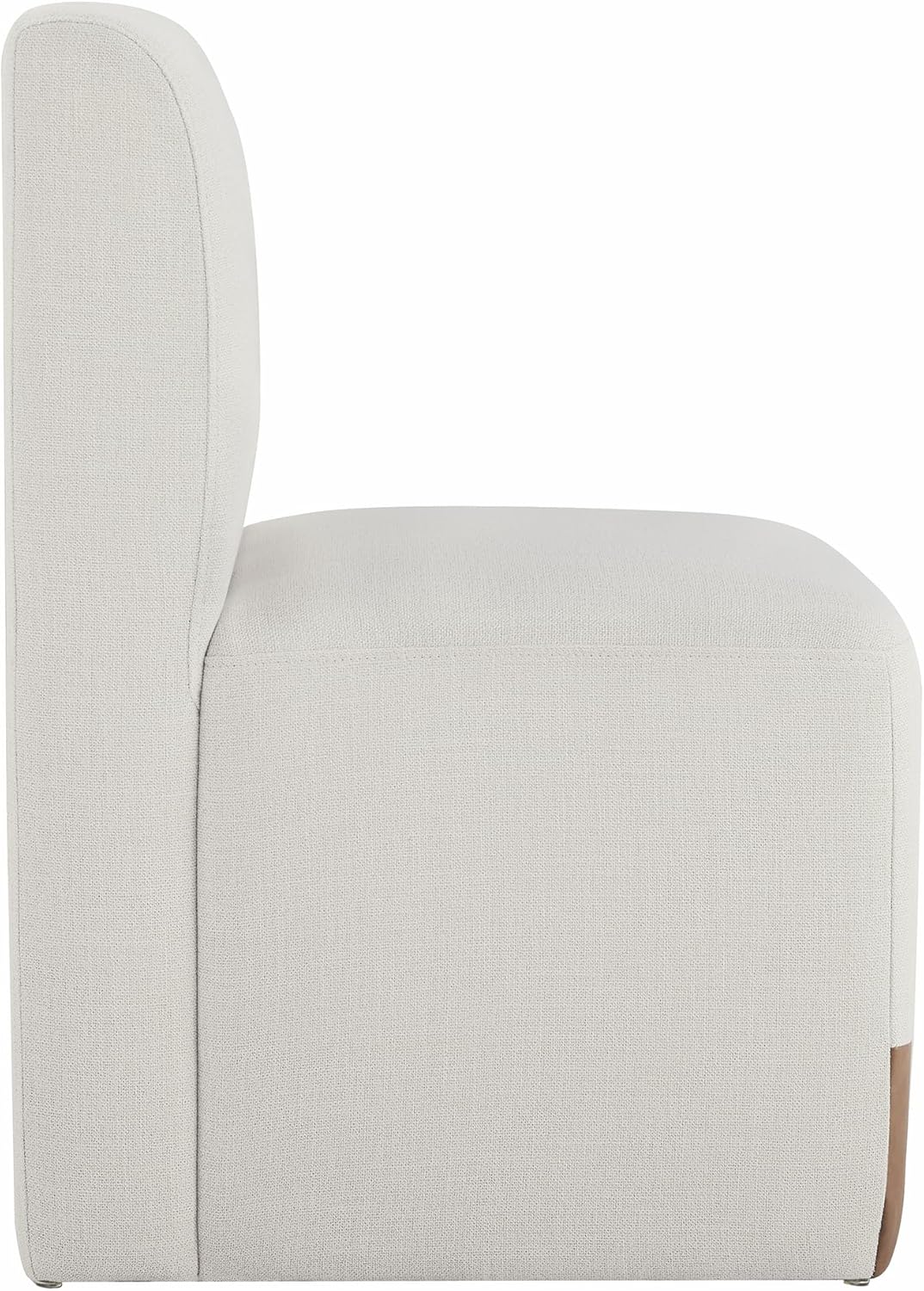 CHITA Dining Chairs with Casters Set of 4, FSC Certified Upholstered Armless Modern Rolling Dining Chairs with Rollers for Bedroom Reading Room Living Room, Linen & Cognac Faux Leather Patchwork