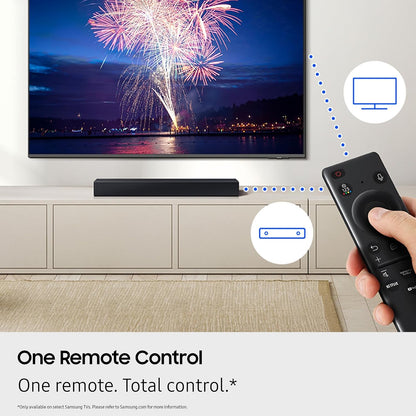 Samsung B-Series Soundbar HW B400F 2.0 ch Soundbar with Built in Subwoofer (2025 Model) One Remote Control, Surround Sound Expansion, Voice Enhance Mode