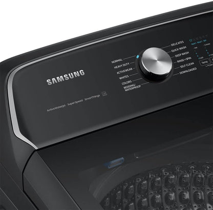 Samsung 5.5 cu. ft. Extra-Large Capacity Smart Top Load Washer with Super Speed Wash, Brushed Black, WA55CG7100AVUS