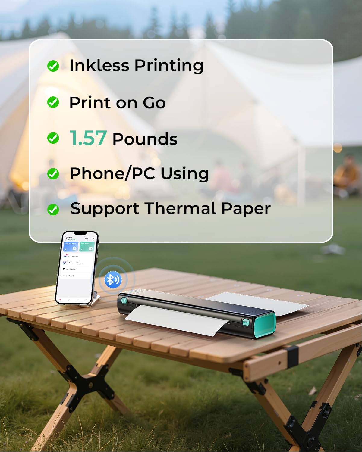 PHOMEMO Portable Wireless Bluetooth Thermal Printer for Travel