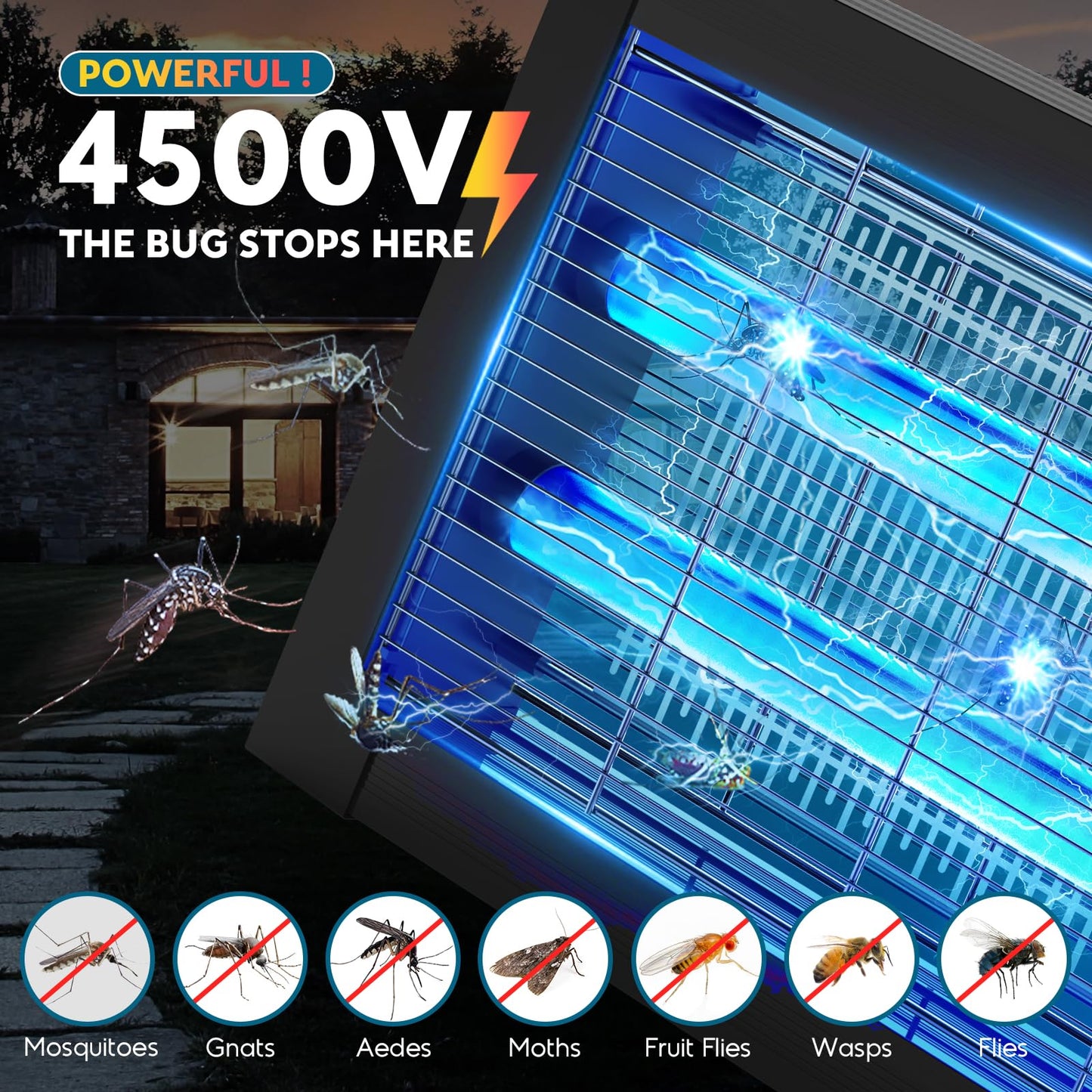 PHATROYYEE Solar Bug Zapper - Cordless Waterproof Mosquito Trap