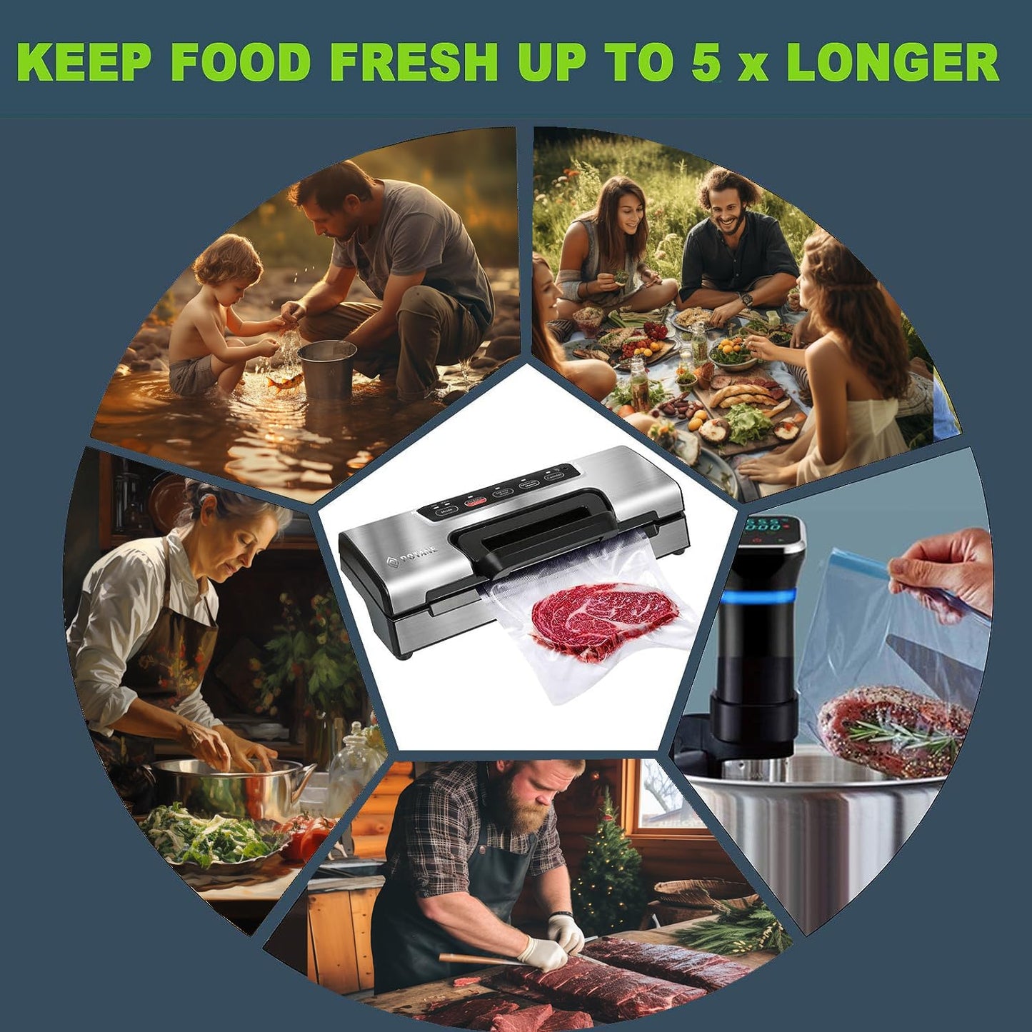 POTANE Precision Vacuum Machine - Pro Food Sealer with Cutter