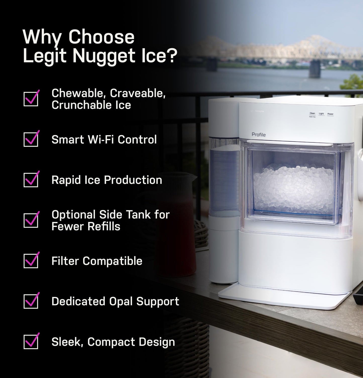 PROFILE GE Opal 2.0 Nugget Ice Maker with Side Tank