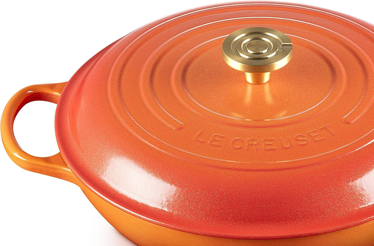Le Creuset Enameled Cast Iron Signature Braiser 3.5 qt., Flamme Doree with Crucible Knob