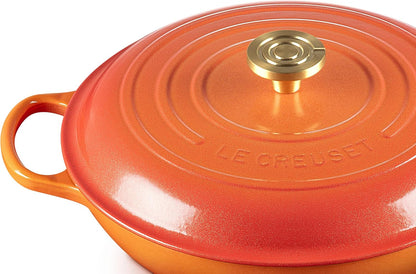 Le Creuset Enameled Cast Iron Signature Braiser 3.5 qt., Flamme Doree with Crucible Knob