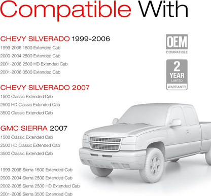 T1A Extended Cab Door Handle, Rear Passenger Door Handle Compatible with 1999-2007 Chevrolet Silverado 1500 2500; 99-07 GMC Sierra 1500 2500, 01-07 Sierra Silverado 3500, OEM 15758171 79107