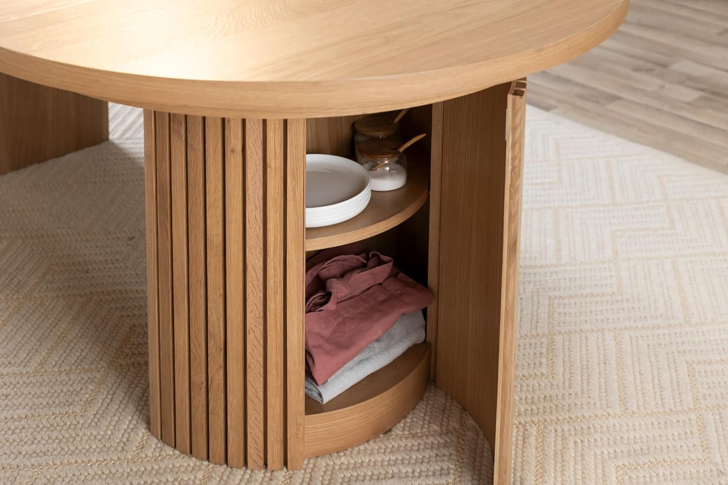 Transformer Table - Solid Wood Extendable Round Dining Table Set with 6 Chairs, Seats 2-10, Extendable Round Dining Set, Space-Saving Modern Furniture, Natural (Table + 6 Chairs)