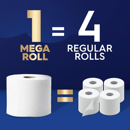 White Cloud Ultra Soft & Strong Toilet Paper, 4 packs of 6 Mega Rolls = 96 Regular Rolls