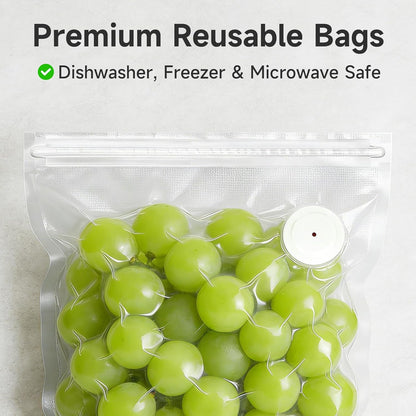 Vacuum Sealer, Handheld Vacuum Sealer for Food, USB Rechargeable Portable Mini Food Sealer with 30 Reusable Bags, Compact for Travel & Small Batch Storage