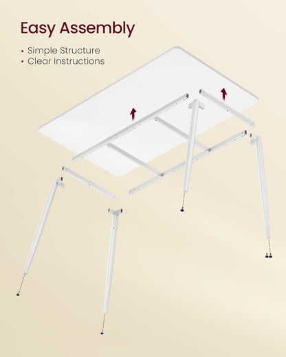 VASAGLE Dining Table, Dining Room Table for 4-6 People, Modern Farmhouse, for Kitchen, Quick Assembly, Heat-Resistant Surface, 29.5 x 55.1 x 29.5 Inches, Snow White UKDT100W101S