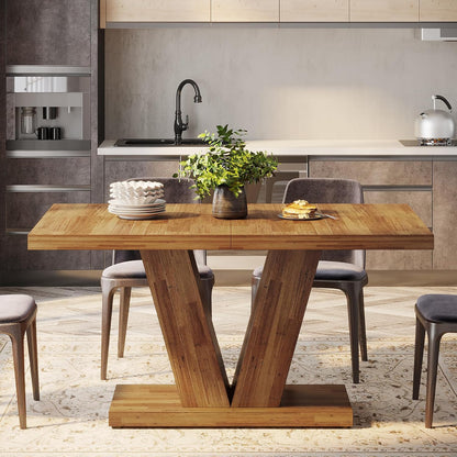 Tribesigns 47-Inch Dining Table for 4, Walnut Brown Kitchen Dinner Table with Heavy Duty Pedestal, Farmhouse Wooden Eating Table for Home, Dining Room, Small Space