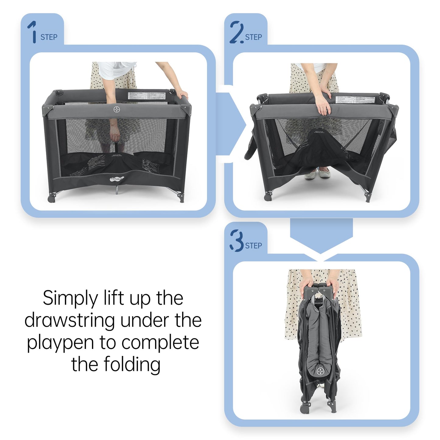 PAMO BABE Portable Playpen Foldable Playard for Babies & Toddlers