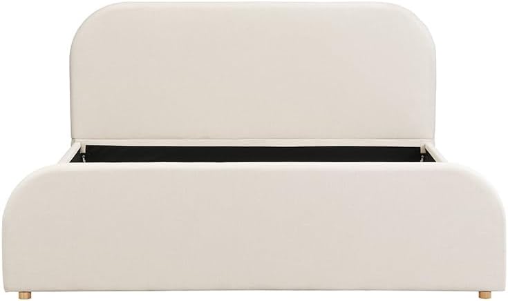 Christopher Knight Home Lanet Linen Upholstered King Size Bed Frame with Headboard, Modern King Bed Frame and Headboard, Wooden Slats Support, Easy Assembly, No Box Spring Needed, Beige