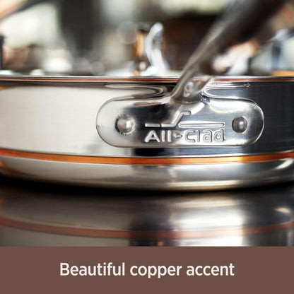 All-Clad Copper Core 5-Ply Stainless Steel Sauté Pan with Steel Lid 6 Quart Induction Oven Broiler Safe 600F Pots and Pans, Cookware Silver