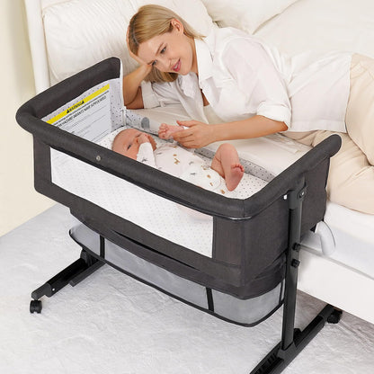 SEMPHIS Baby Bassinet 3 in 1 Bedside Sleeper with Wheels