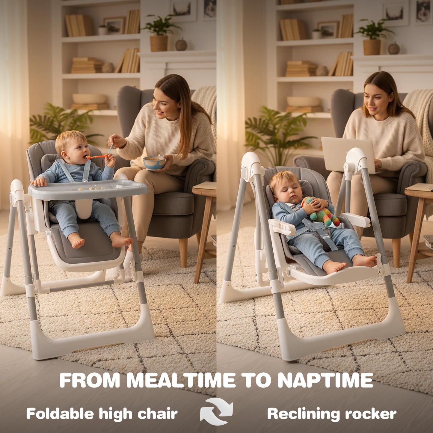 OUTLITT High Chair for Babies & Toddlers - 3-in-1 Convertible