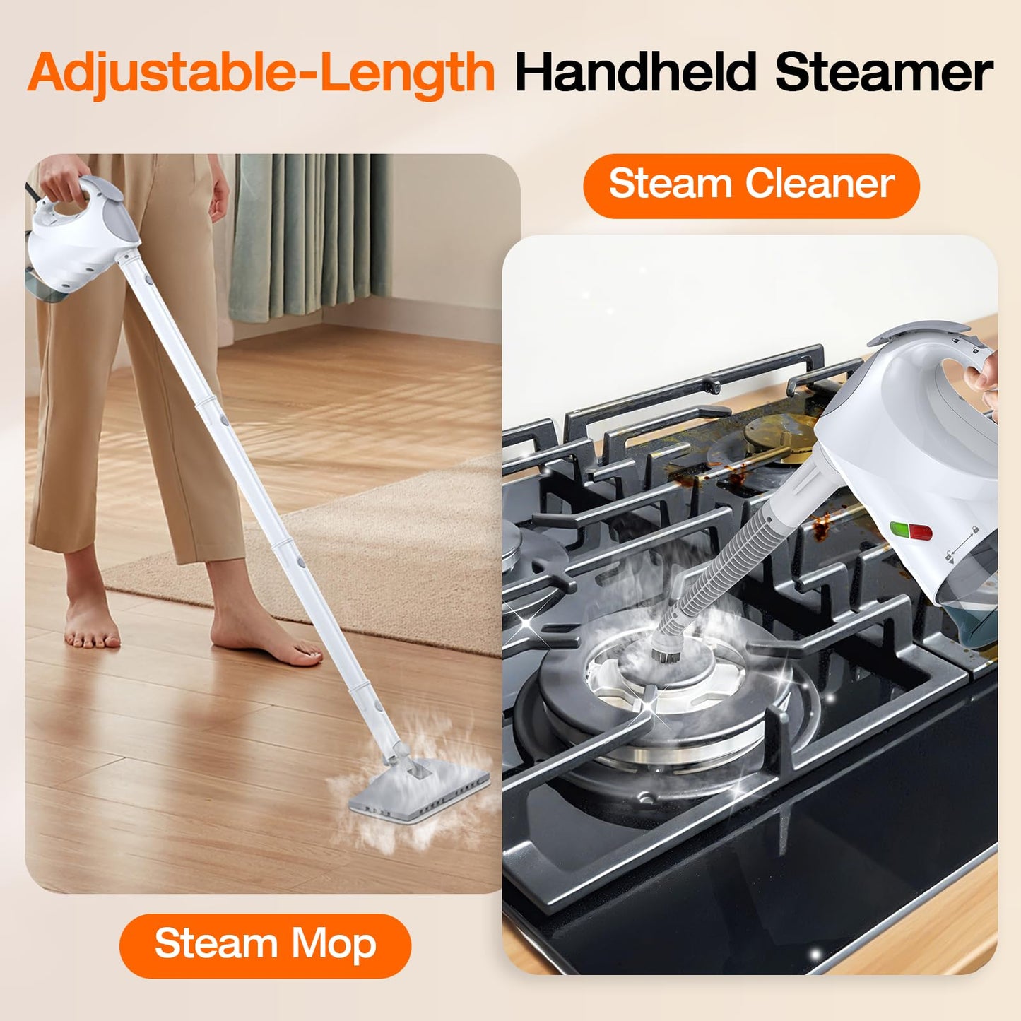 SCRUBWIZ 10-in-1 Steam Cleaner & Mop with Fast Heating