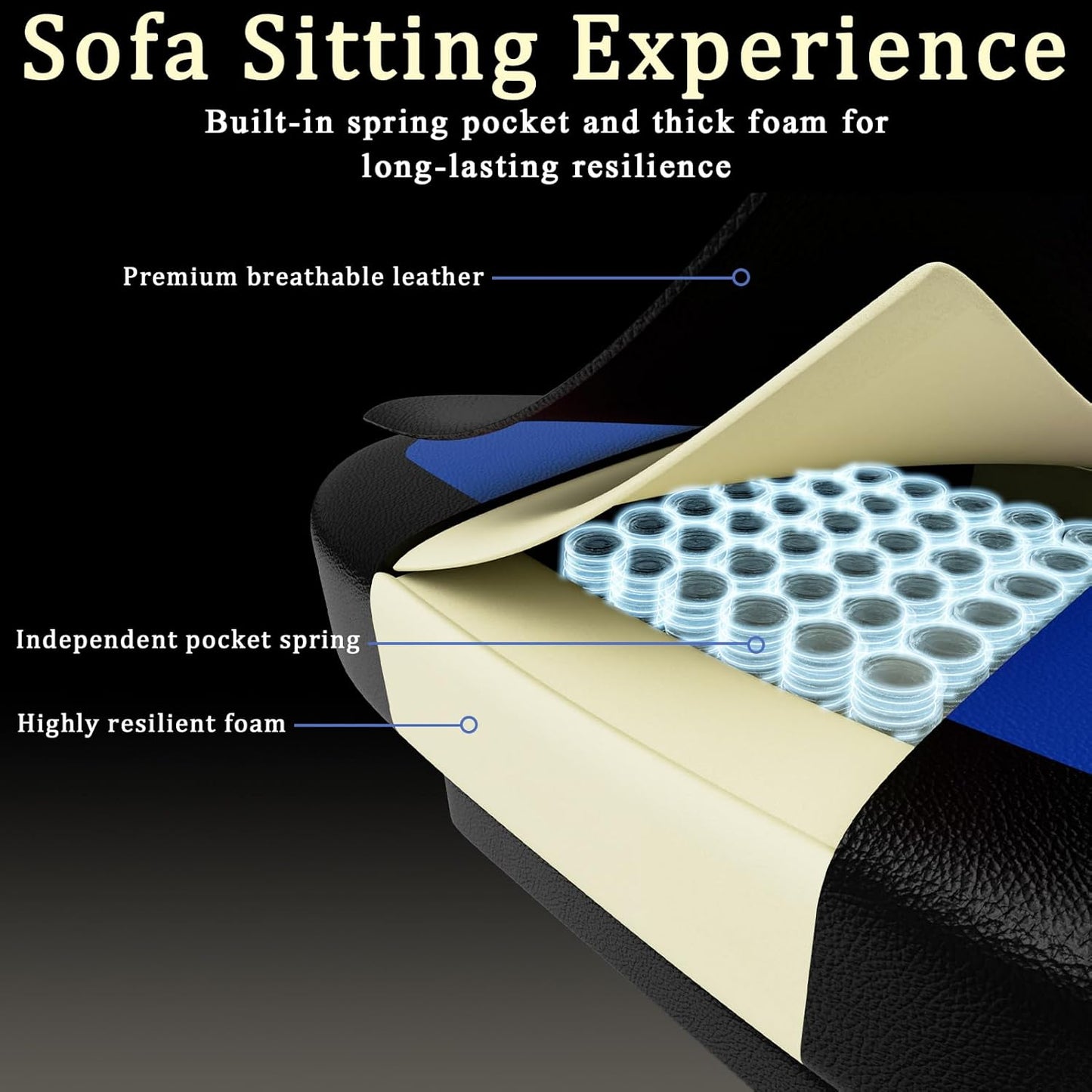 Gaming Chair with Pocket Spring Cushion and Footrest, Ergonomic Computer Chair for Adults, Breathable PU Leather Game Chair