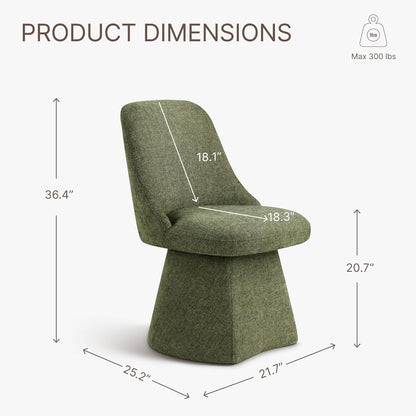 KISLOT Swivel Dining Chairs Set of 4, Upholstered Mid Century Modern Deskchair with High Back, Linen Fabric Kitchen Chairs for Dining Room, Bedroom, Dressing Room, Green
