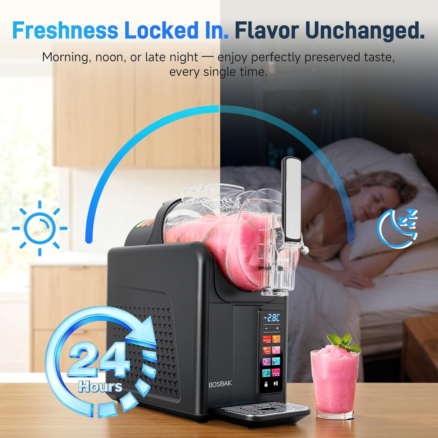 2L Slushie Machine & Soft Serve Ice Cream Machine for Home Use, 6-IN-1 Presets for Slushy, Frozen Drink, MilkShake, Margaritas, Frappés and More Frozen Dessert Maker, No Ice Needed, Black