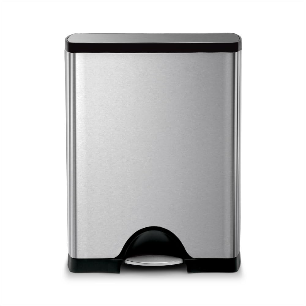 SIMPLEHUMAN 50L Rectangular Kitchen Step Trash Can, Stainless Steel