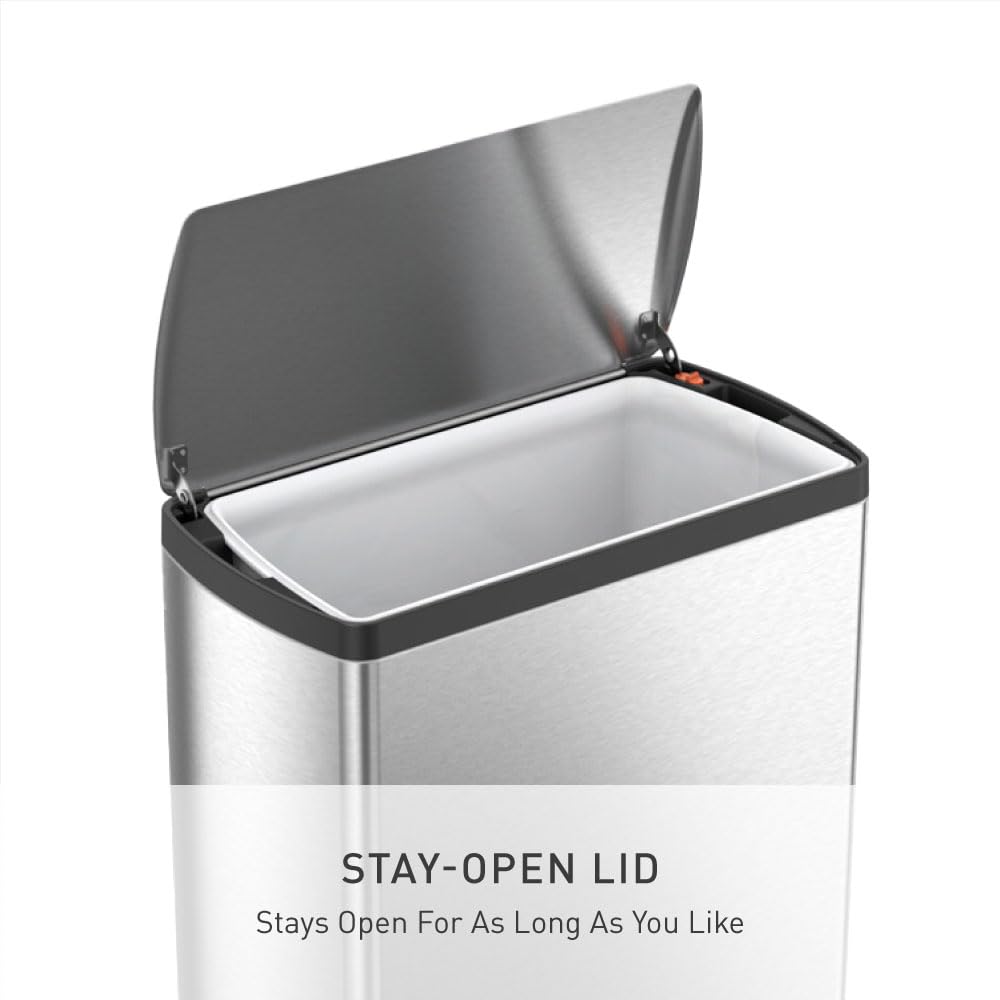 SIMPLEHUMAN 50L Rectangular Kitchen Step Trash Can, Stainless Steel