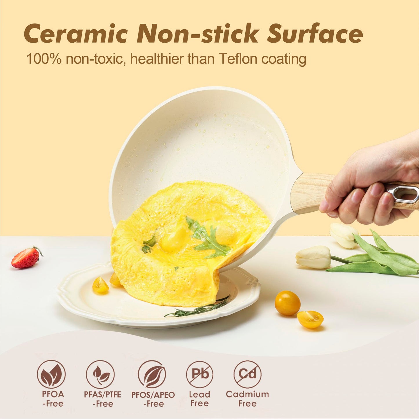 SENSARTE Ceramic Non-Stick Cookware Set, 14 Pieces