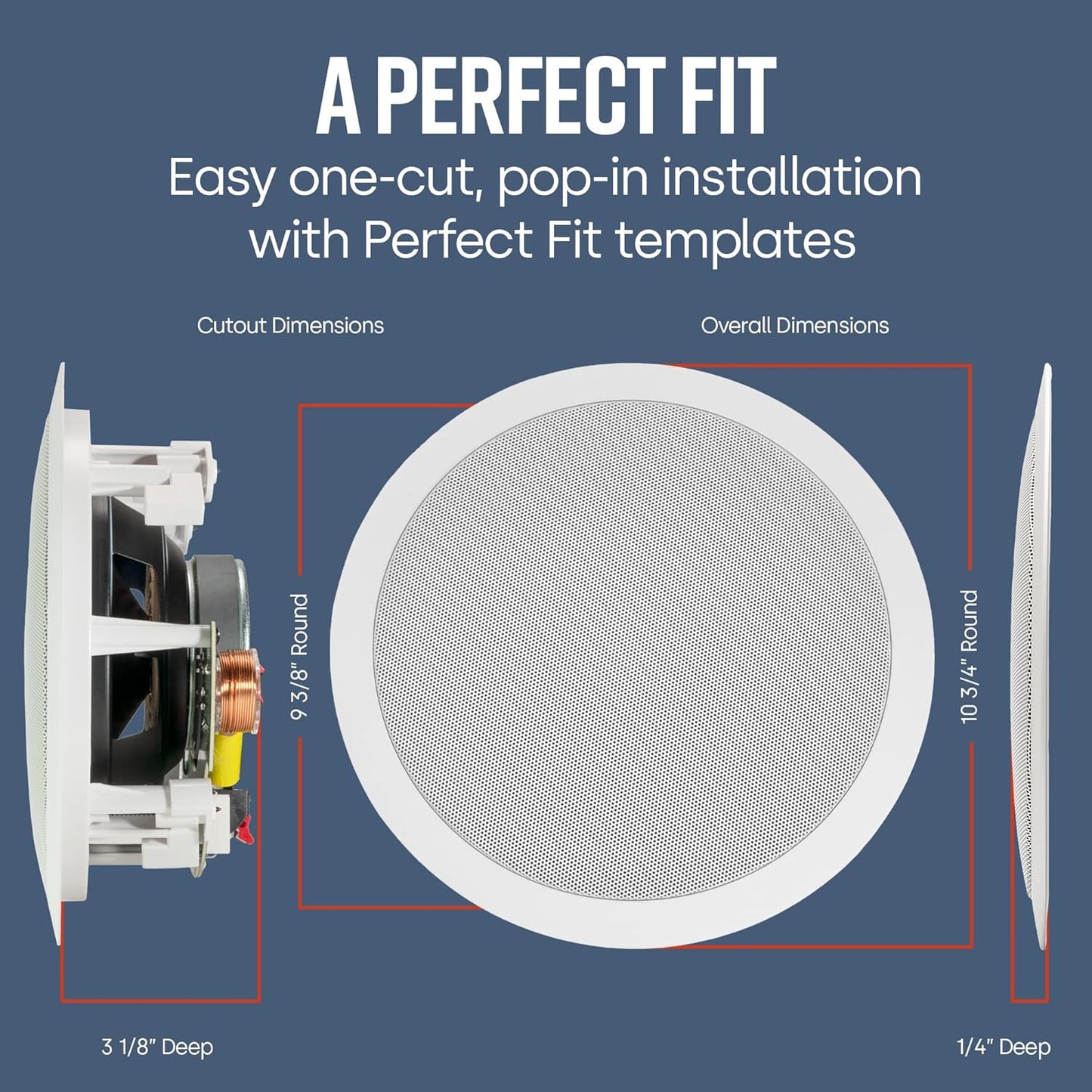 Polk Audio RC80i 2-Way Premium In Ceiling Speakers 8" Round Perfect for Damp and Humid Indoor/Outdoor Placement - Bluetooth Ceiling Speakers, 1 Pair