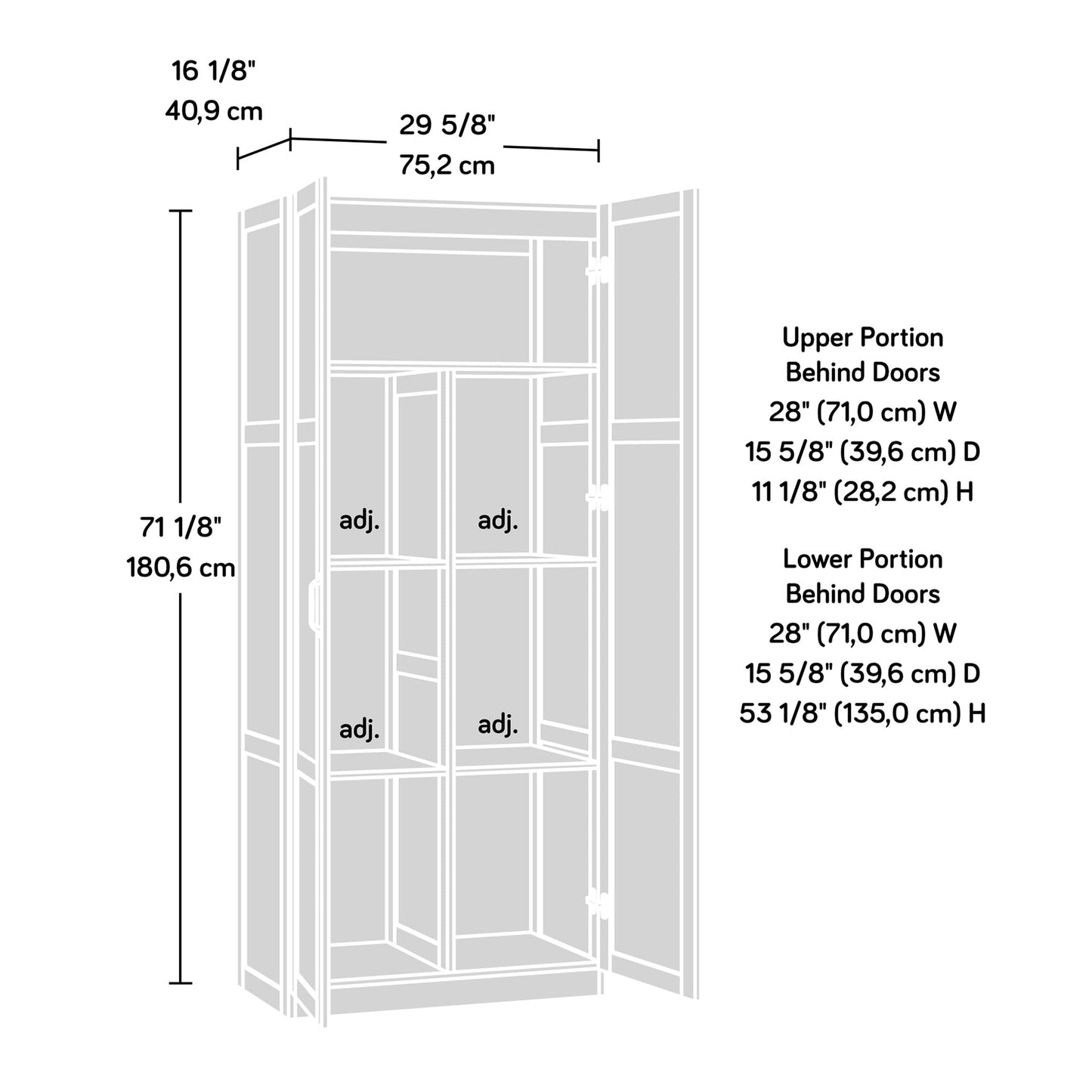 SAUDER White Finish Storage Cabinet / Pantry Cabinets