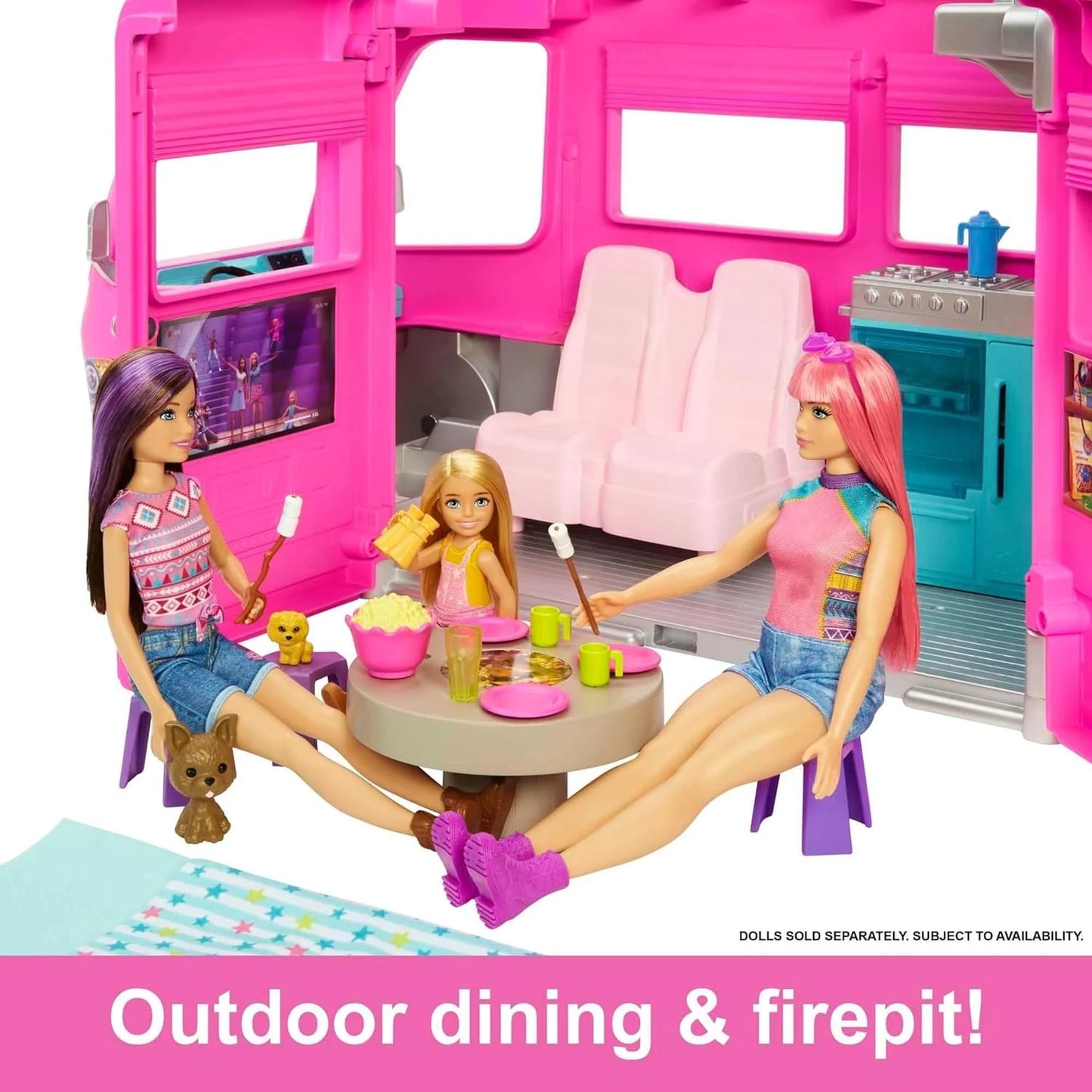 Playset, toy vehicle, comes with 60 accessories including furniture, swimming pool and 30-inch slide