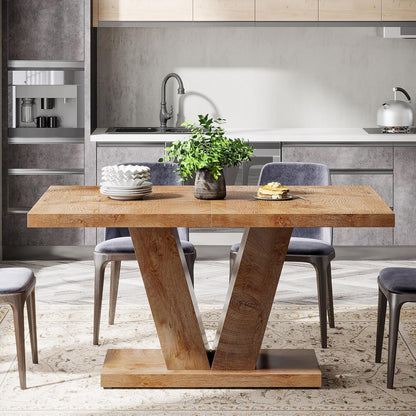 Tribesigns 47-Inch Dining Table for 4, Light Oak Brown Kitchen Dinner Furniture with Heavy Duty Pedestal, Farmhouse Wooden Eating Desk for Home, Dining Room, Small Space