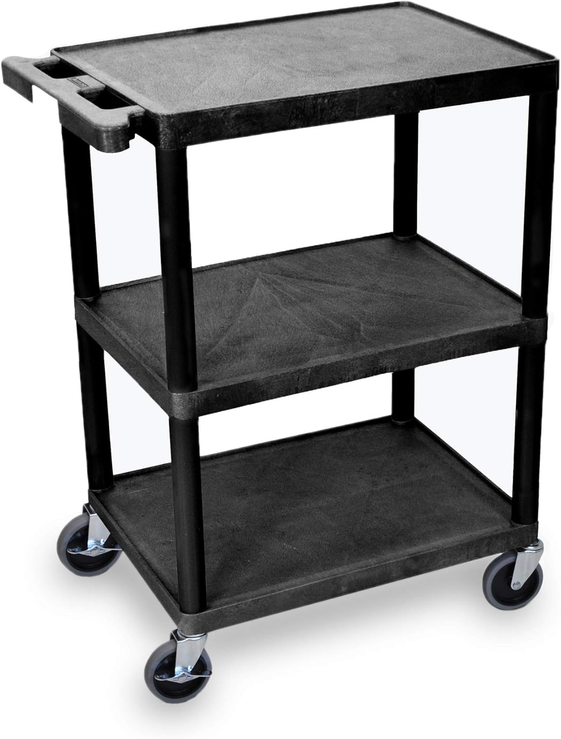 Stand Steady Tubstr 3 Flat Shelf Printer Cart, Compact and Heavy-Duty Utility Storage - Supports up to 300 lbs, Great for Home, Office, Warehouse, 28 x 18 in Tool Table, Moves Cargo Easily (Black)