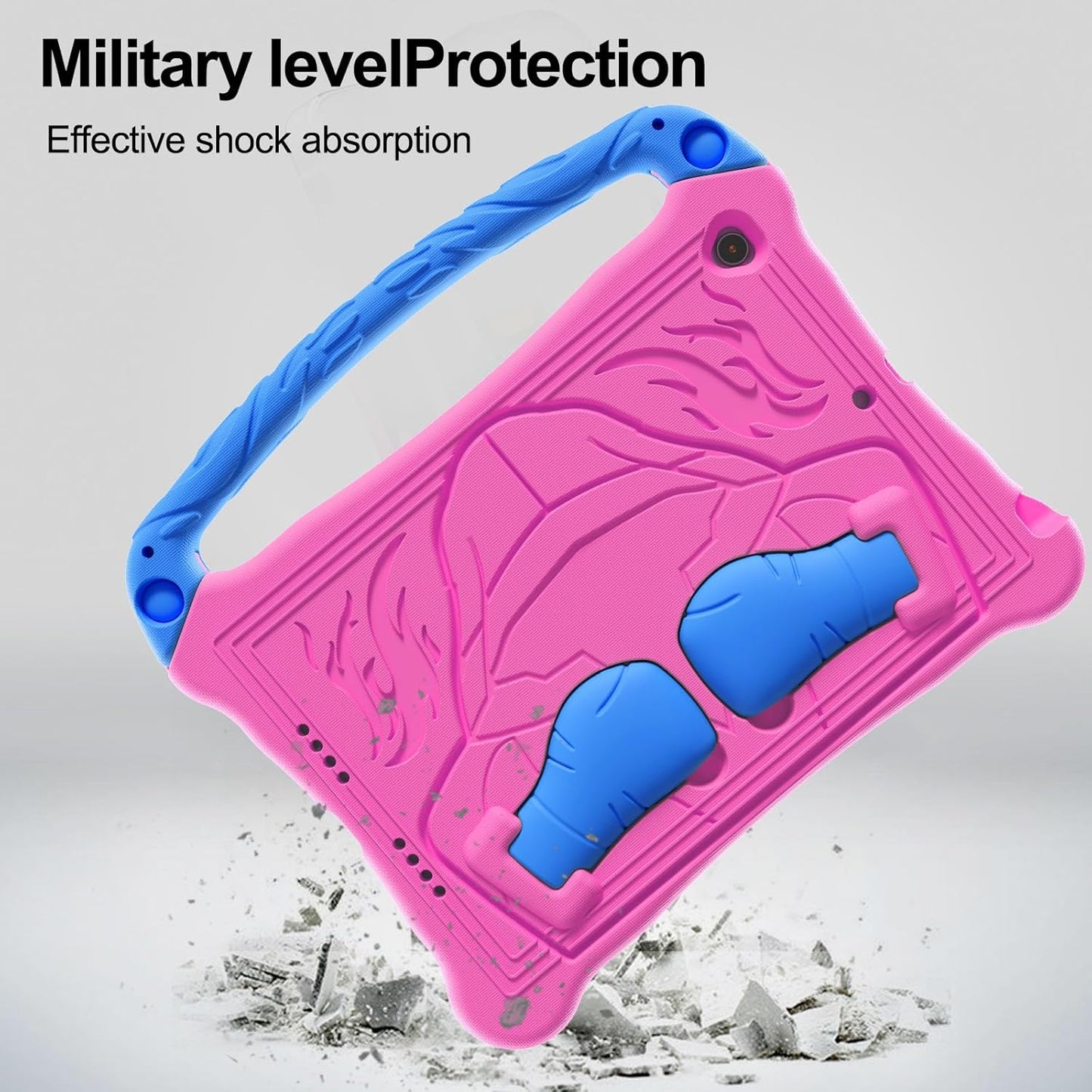 Dteck for iPad Air 3rd Generation and iPad Pro Case 10.5" 2019/2017 Release, Cute Boxing Shockproof Hard Case with Handle/Kickstand/Shoulder Strap, Protective Lightweight Kids-Friendly Cover, Rose