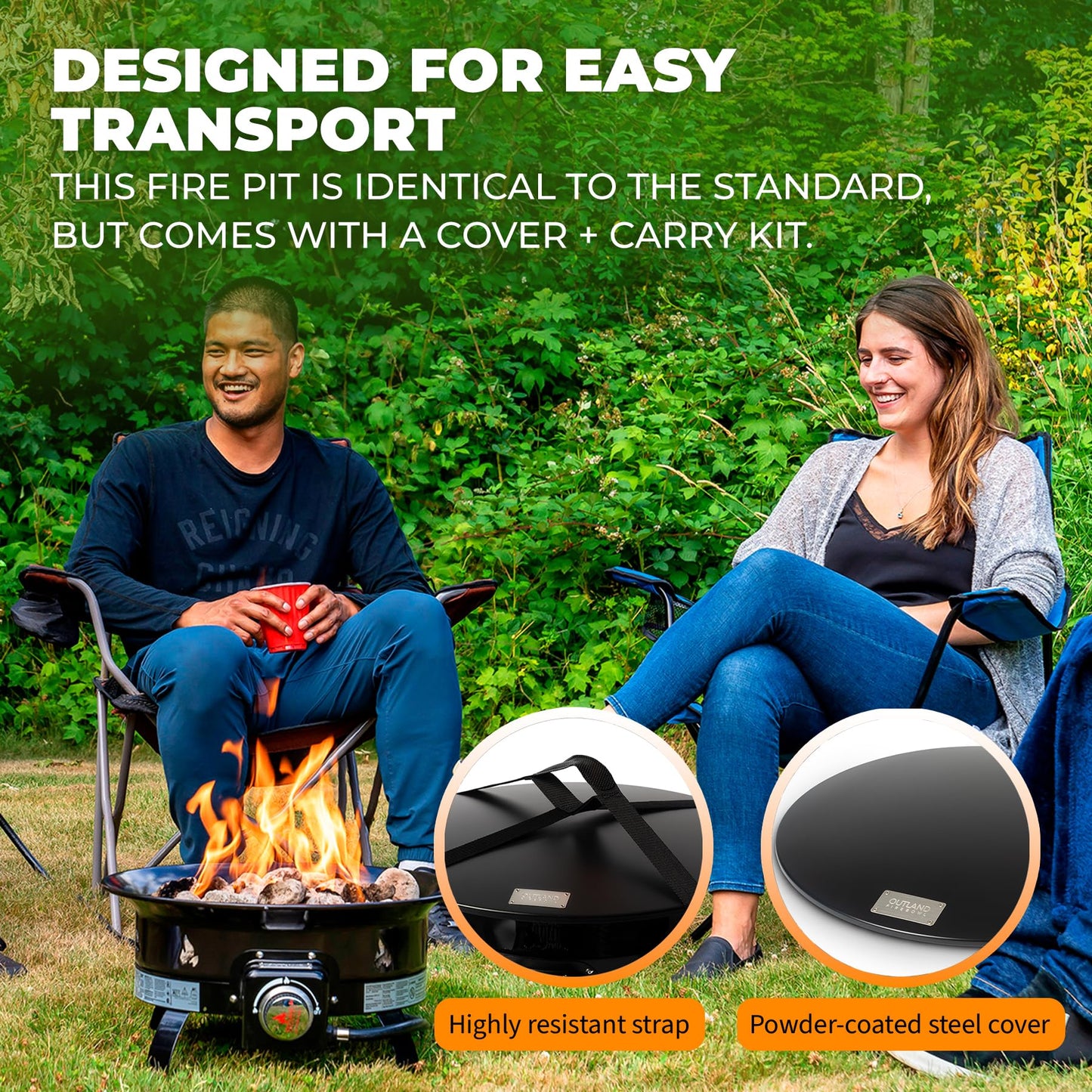 OUTLAND LIVING Portable Propane Fire Pit 19" 58,000 BTU Smokeless
