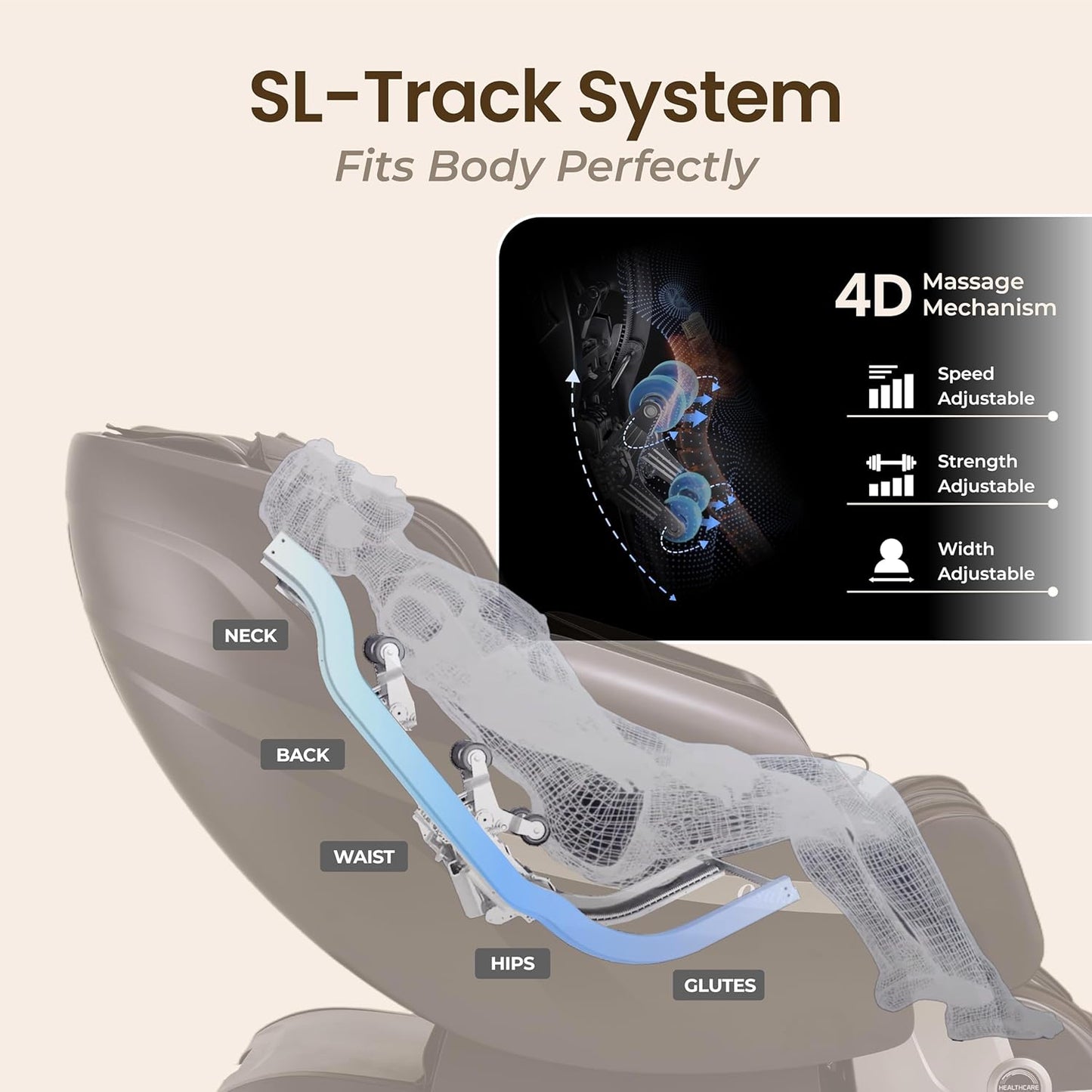 Osaki 2026 4D AI Solo Flex Full Body Massage Chair with Intelligent Health Detection, Walking Technology, SL-Track System, Zero Gravity Reclining, Touchscreen Controller, Auto Body Scan (Brown)