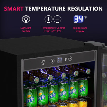Icyglee 4.5 Cu.ft Beverage Refrigerator Cooler, 145 Can Mini Fridge with Digital Temperature Display for Soda Beer Wine, Freestanding beverage fridge with Adjustable Shelving for Home Office Bar