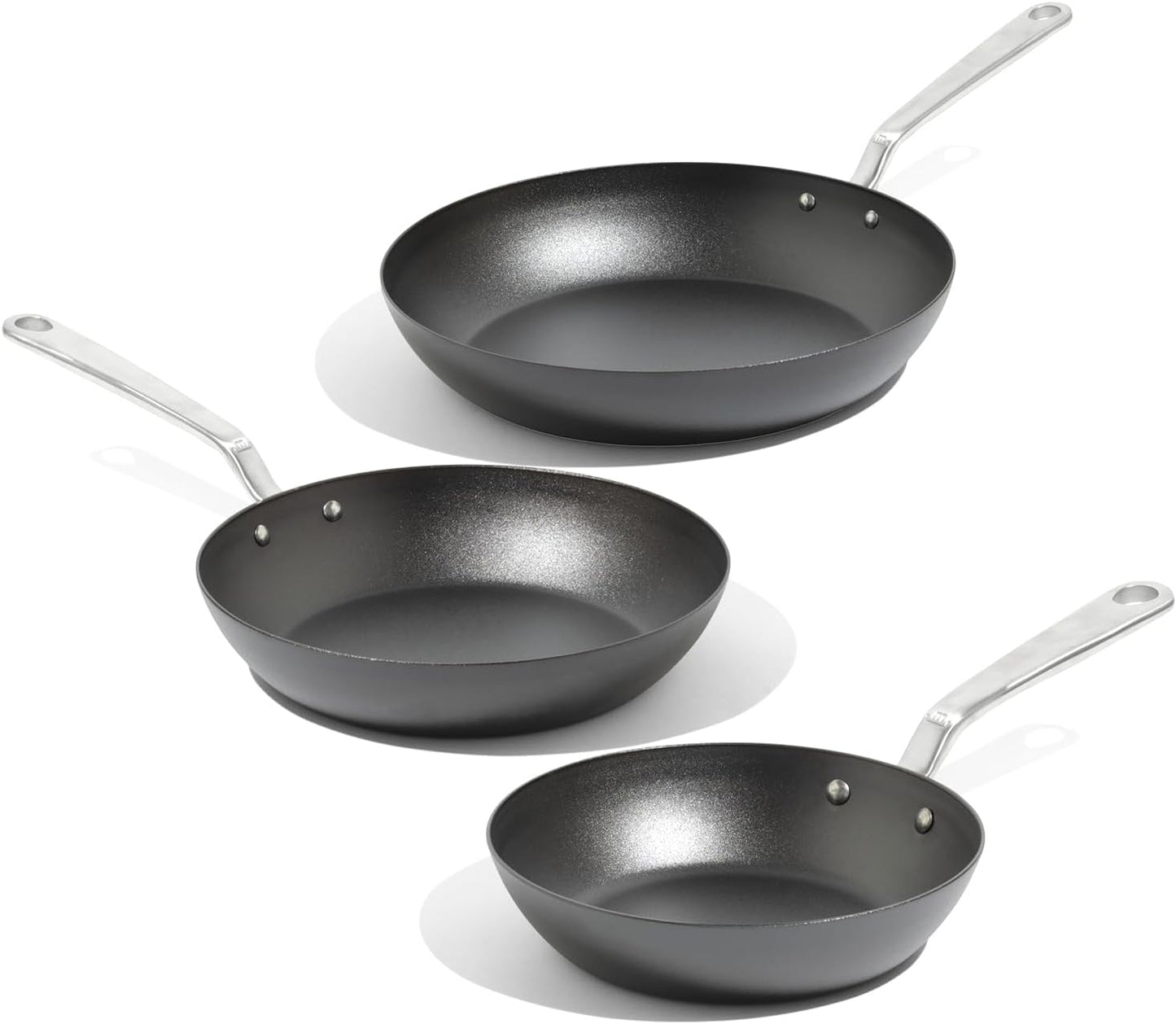 Made In Cookware | 3 Piece (Includes 8",10",12") Seasoned Blue Carbon Steel Frying Pan - (Like Cast Iron, but Better) | Professional Cookware | Crafted in Sweden | Induction Compatible