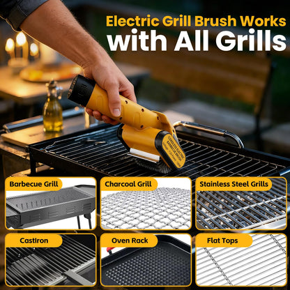 QIMEDO 5000mAh Electric Rotary Grill Brush - 800RPM Cordless