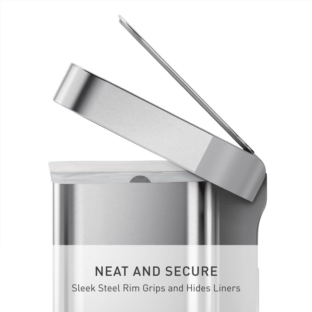 SIMPLEHUMAN 45L Hands-Free Kitchen Trash Can, Soft-Close Lid