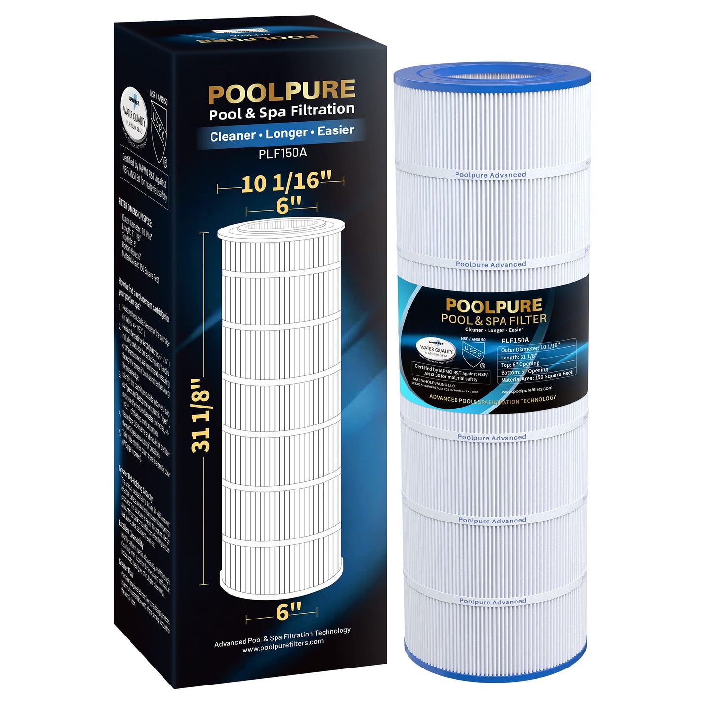 POOLPURE PLF150A Pool Filter Compatible with Pentair & Unicel