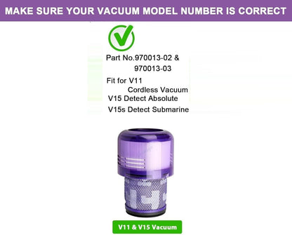Vacuum Filter Fits V11 V15 V15s Detect and Detect Submarine Vacuums Compare to Part 970013-02 ($8.75)