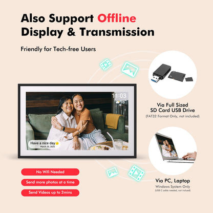 PASTIGIO Frameo 15.6" Digital Photo Frame WiFi, 32GB, HD