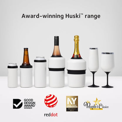 Huski Wine Tumbler 2.0 | NEW | Award-winning Design with Detachable Stem | Premium Stainless Steel Wine Glass with Lid | Triple Insulated Tumbler | 12oz Capacity | Great Gift (Brushed Stainless)